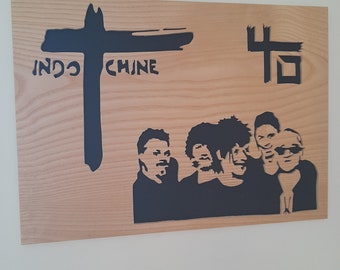 Indochine band, Nicolas Sirkis, wooden picture cut with a scroll saw. Original gift idea for fans.