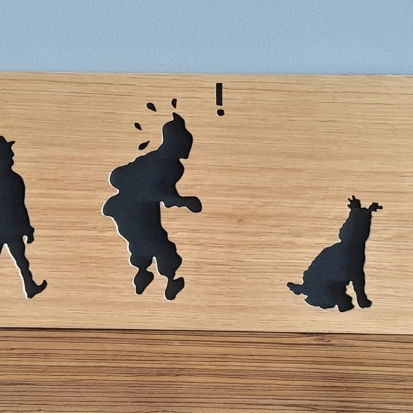 Tintin,  personnages ,bd, tableau en bois ,dessin animé. Création artisanale française.