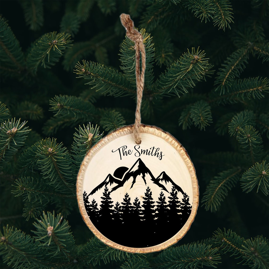 Handpainted Mountain Wood Ornaments Personalized Ornaments Etsy