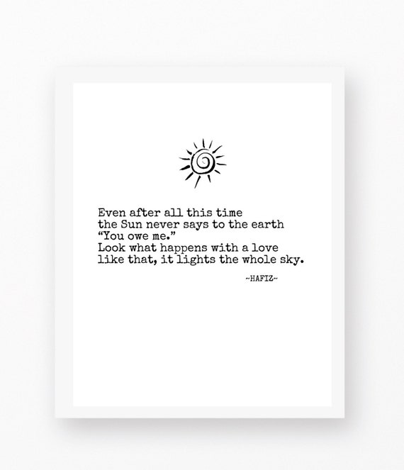 Hafiz Poster Hafiz Quotes Hafiz Earth And Sun Inspirational Etsy