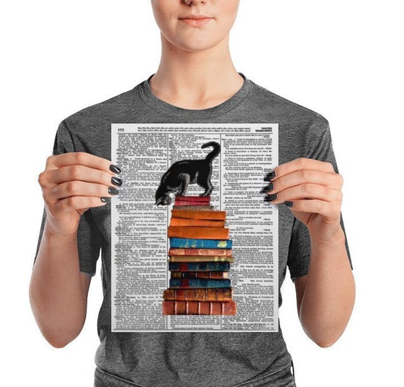 Cat on Stacked Books Book Humor Book Reader Humor so Many Etsy