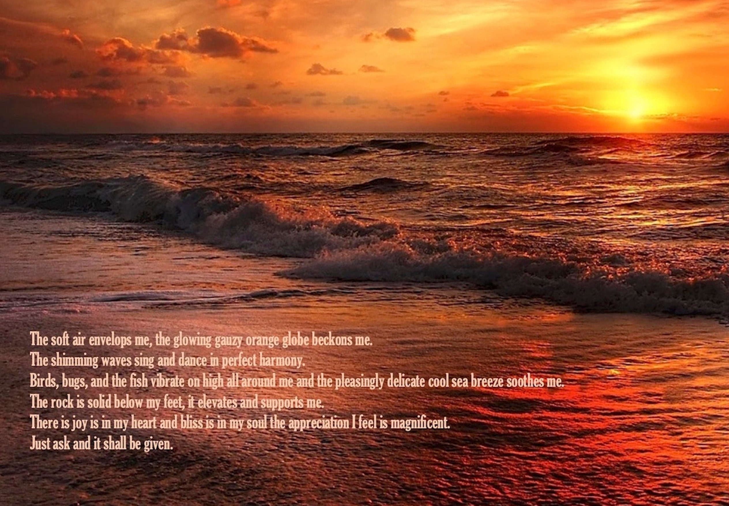 Ocean Prints Sunset Ocean Art Ocean Poem Beach Sunset Etsy