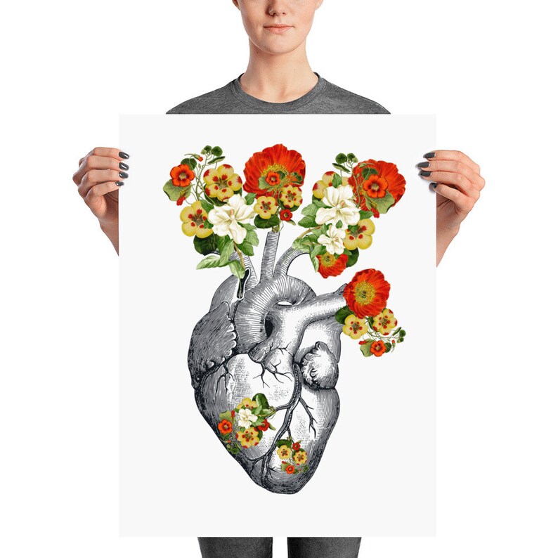 Anatomical HeartFloral HeartCardiology Heart Cardiac Gift Etsy