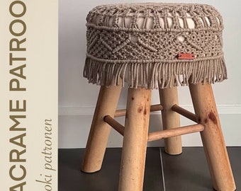 Macramé pattern stool- Macramé pattern stool
