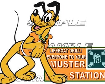Disney Cruise Lifeboat Drill Muster Station Pluto in Life Vest Scrapbook Embellishment Paper Die Cut Piece
