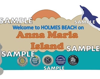 Welcome to Holmes Beach on Anna Maria Island Travel Scrapbook Embellishment Paper Die Cut Piece