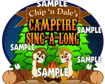 Disney World Fort Wilderness Chip and Dale's Campfire Sing A Long Along Scrapbook Embellishment Paper Die Cut Piece