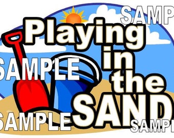 Playing in the Sand Bucket Pail Vacation Beach Scrapbook Embellishment Paper Die Cut Piece