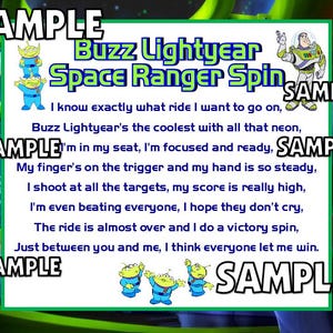 DIGITAL DOWNLOAD Disney World Tomorrowland Space Ranger Spin Ride Poem Scrapbooking PNG file