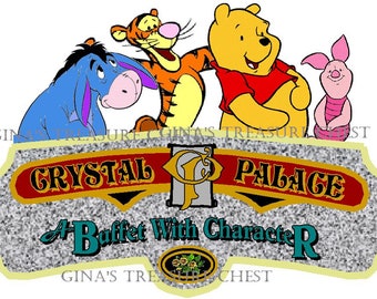 Disney World Magic Kingdom Crystal Palace Winnie the Pooh Restaurant Sign Scrapbook Paper Die Cut Piece