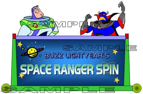 Disney World Magic Kingdom Tomorrowland Buzz Lightyear Space Ranger Spin  Ride Sign Scrapbook Embellishment Paper Die Cut Piece