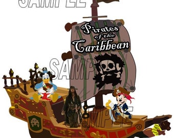 Disney World Disneyland Magic Kingdom Pirates of the Caribbean Ship Jack Sparrow Mickey Donald Scrapbook Embellishment Paper Die Cut Piece