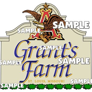 Grant's Farm Sign St. Louis Missouri Travel Scrapbook abbellimento carta fustellata pezzo
