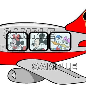 May include: A red and gray airplane with Mickey Mouse ears on the tail. The plane says "Home Bound" on the tail. Mickey Mouse, Minnie Mouse, Goofy, and Donald Duck are in the windows.
