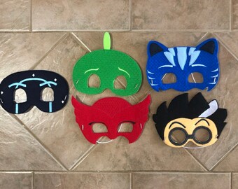 Felt PJ Masks themed costume mask, ready made, pretend play for ages 1-10, childrens gift, accessory, dramatic play, party favour, Halloween