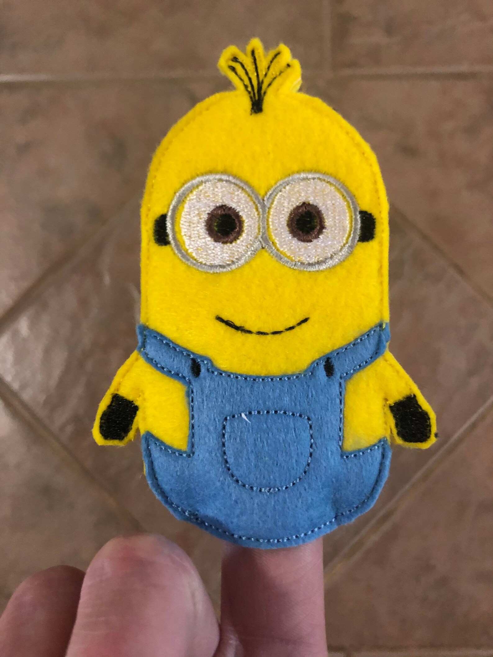 Felt Minion inspired finger puppet set with bag shipping Etsy