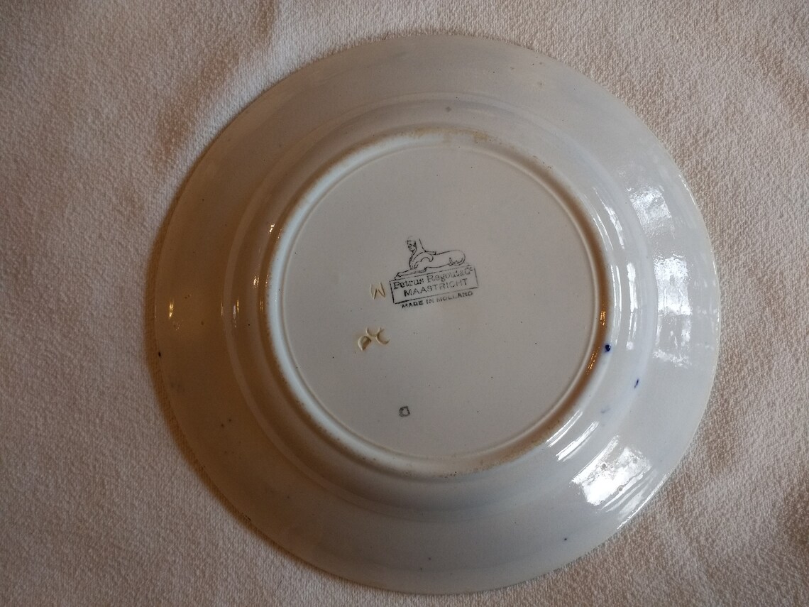 Two 2 Petrus Regout Company Maastricht Holland Flow Blue Etsy