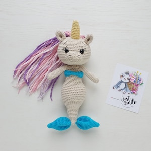 Unicornio de ganchillo, muñeca sirena, unicornio amigurumi, muñeca de pelo rizado de sirenita, muñeca personalizada, fiesta de sirena, regalos para ahijadas