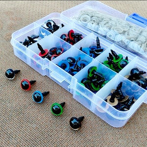 100pcs 8mm, 10mm, 12mm color plastic safety eyes for Plush Toy, crochet doll
