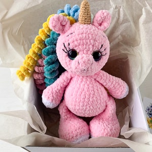 Birthday Gift Crochet unicorn soft toy, unicorn plush toy, Knitted unicorn gift, stuffed animal, Unicorn party favor, baby shower gift