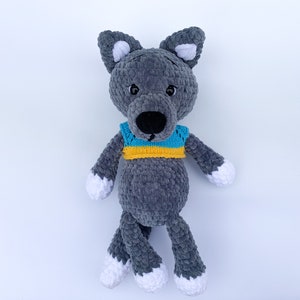 Stuffed wolf doll, wolf plushie, Woodland animals, ukrainian gift, wolf decor, custom plush, stuffed animal, baby shower gift, gift box