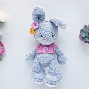 Crochet rabbit toy, Plush bunny, crochet bunny toy, Stuffed rabbit, Amigurumi bunny doll, Stuffed animal bunny, custom plush bunny