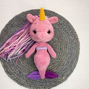 Baby girl gift, Crochet Unicorn-mermaid toy, Plush unicorn mermaid toy, amigurumi stuffed animals, Mermacorn Doll, stuff baby doll