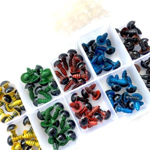 100 Pcs/50 Pairs 5 Colors-Mix 8mm Plastic Safety Eyes Box for Teddy Bear Stuffed Toy Snap Animal Puppet Doll Craft DIY