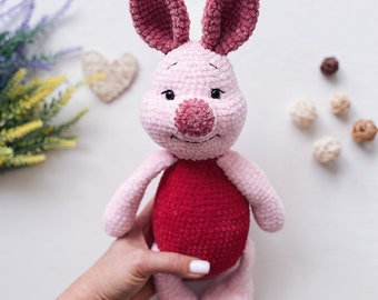 Crochet Piggy Toy, plush stuffed Piglet Toy