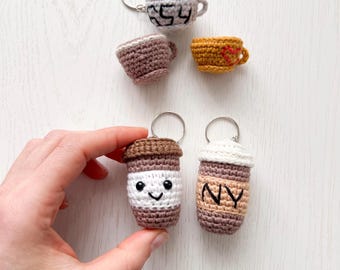 Cute Crochet Coffee tea cup keychain