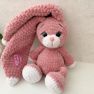 Baby Girl Gift, Plush bunny toy, Crochet bunny doll, Amigurumi bunny, Stuffed animal bunny, knitted bunny, gift for kids custom plush bunny