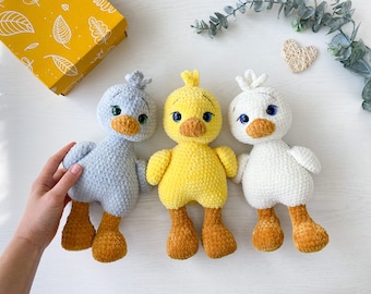 Verjaardagscadeaus, gehaakte knuffel amigurumi gevulde eend, schattige pop eendje, cadeau pasgeborene, cadeau babyshower eend