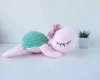 Turtle Amigurumi, Crochet turtle, stuffed amigurumi toy, Handmade turtle, Crochet sea animals, soft Sea Turtle, Nursery decor ocean turtle