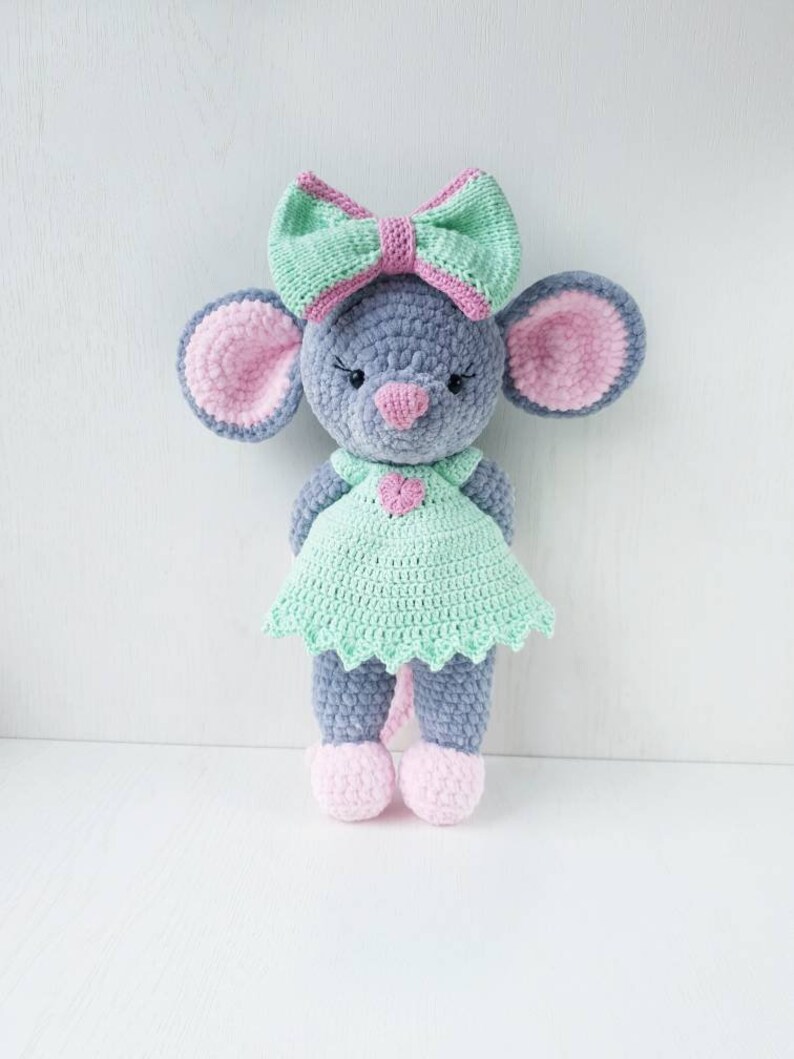 Gray crochet mouse toy Little plush mouse doll handmade Etsy