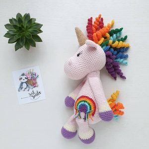 Juguete de unicornio de crochet, muñeca de unicornio amigurumi, peluche de unicornio, unicornio de punto, unicornio kawaii hecho a mano, cumpleaños de unicornio
