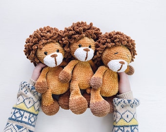 Custom plush toy, stuffed lion toy, knitted lion, lion amigurumi, lion plush, crochet amigurumi lion, jungle baby shower, jungle nursery