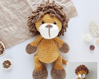 Amigurumi lion toy, crochet lion doll,  stuffed lion, lion plush, lion baby gift, safari nursery, jungle nursery, jungle baby shower