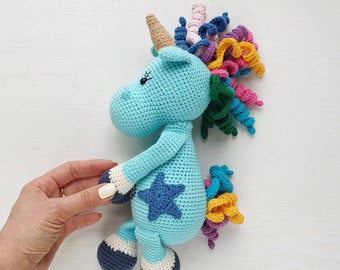 Crochet unicorn toy doll, handmade plush unicorn, Knitted personalized unicorn, stuffed unicorn birthday, magical soft unicorn, unicorn gift