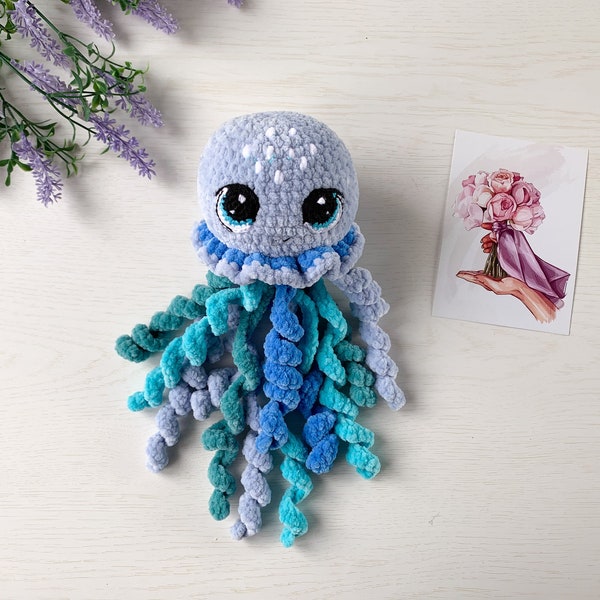 Crochet jellyfish toy for preemie, Amigurumi jellyfish, Giant octopus plush,  jellyfish decor, custom plush toy, sea animal crochet