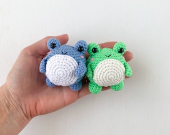 Crochet Frog Plush: Kawaii Amigurumi Stuffed Toy, Keychain