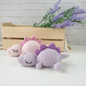 Crochet amigurumi dinosaur, sleeping Dinosaur toy, dinosaur gift, crochet animals, dinosaur birthday, dinosaur baby shower, toddler toys