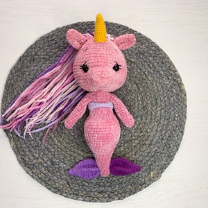Crochet Unicorn-mermaid toy, Plush unicorn mermaid toy, amigurumi stuffed animals, Mermacorn Doll, stuff baby doll