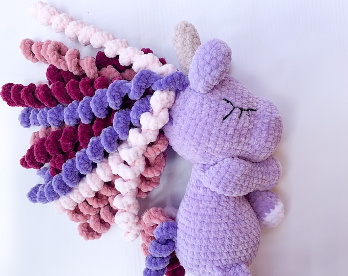 Easter gifts, Stuffed Sleeping Unicorn toy, Crochet Plush Unicorn, unicorn party favors, birthday gift for baby girl, personalized gift
