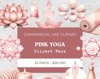 Watercolor Yoga Clipart, Yoga Pose Clipart, Pink Meditation Girl Png, Mindful Yoga Mat Candle Chakra Digital Download Commercial Use 22 Png