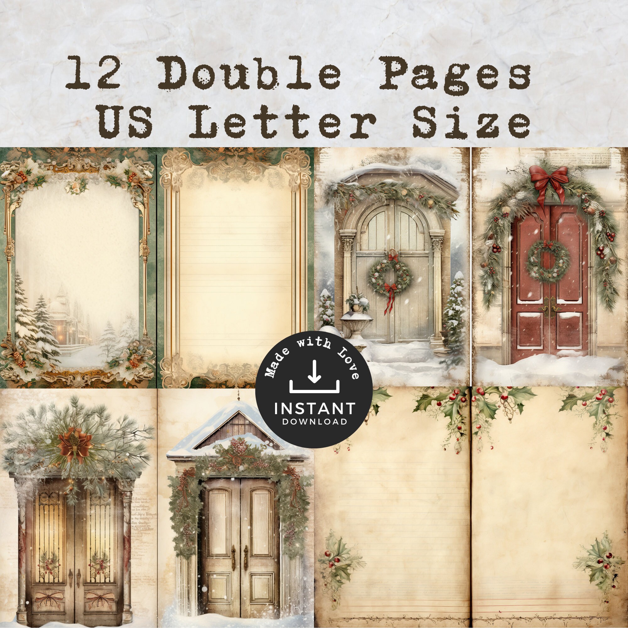 Christmas Door Junk Journal Pages, Winter Door, Christmas Journal ...