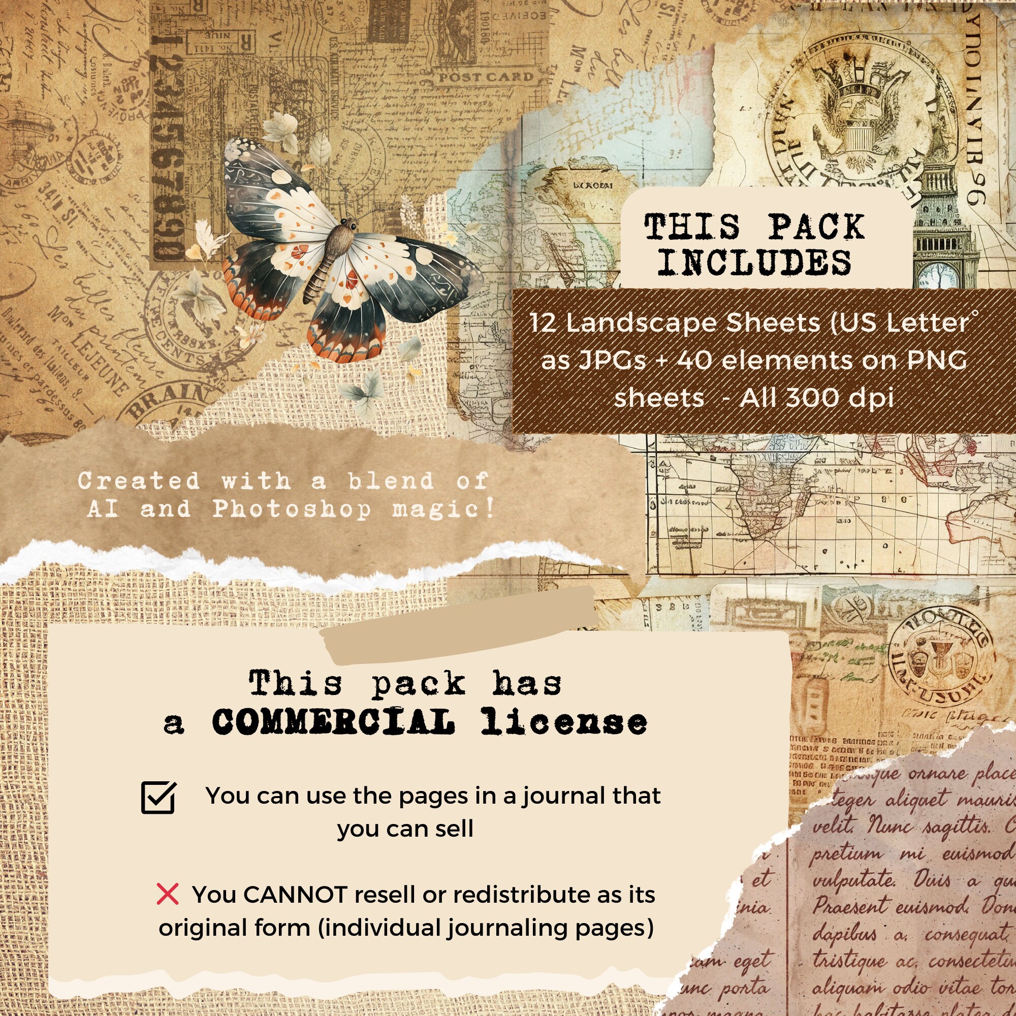 Travel Junk Journal Kit Digital Download 54 Piece Vintage Trip ...