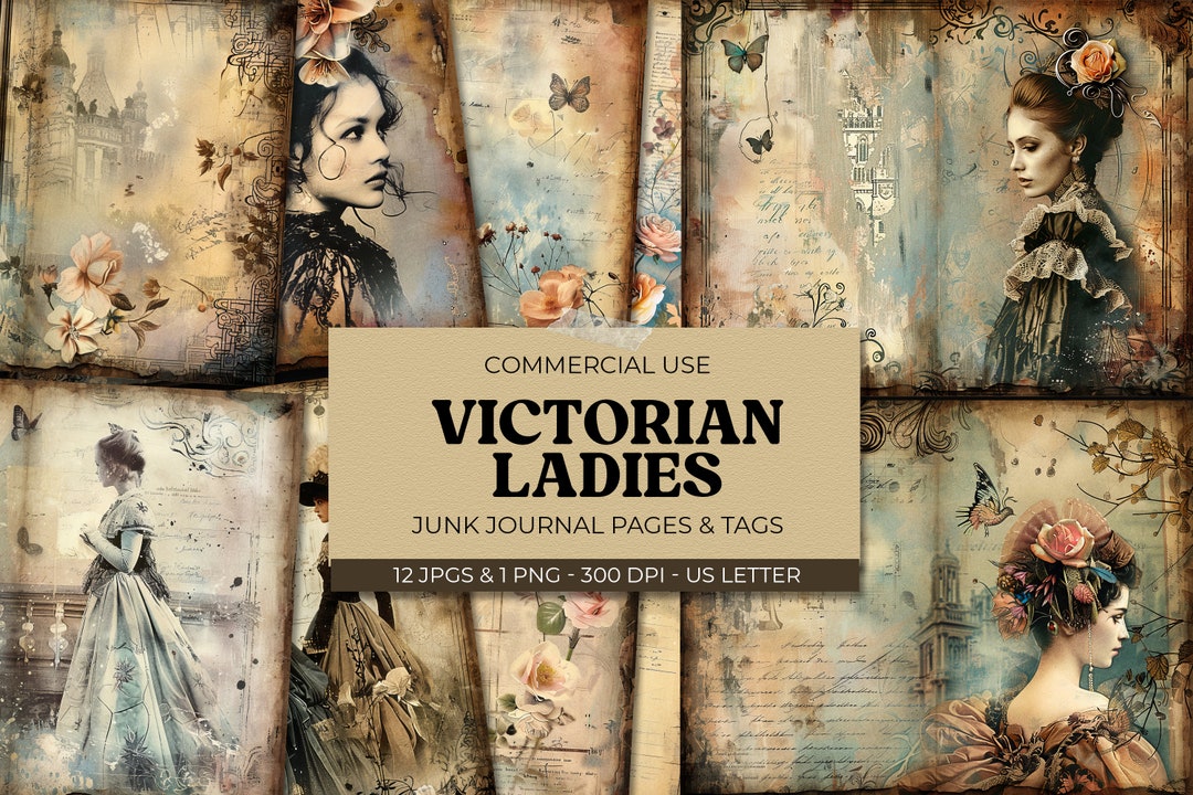 Victorian Ladies Junk Journal, Vintage Women Digital Journal Pages ...