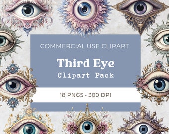 Third Eye Clipart Pack | Mystical Eye Clipart | Witchy Aesthetic | Digital Download | Commercial Use | 18 Png 300 Dpi