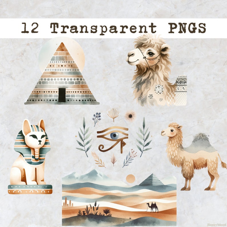 Ancient Egypt Clipart, Egyptian Clipart, Watercolor Pyramids Camels Png ...