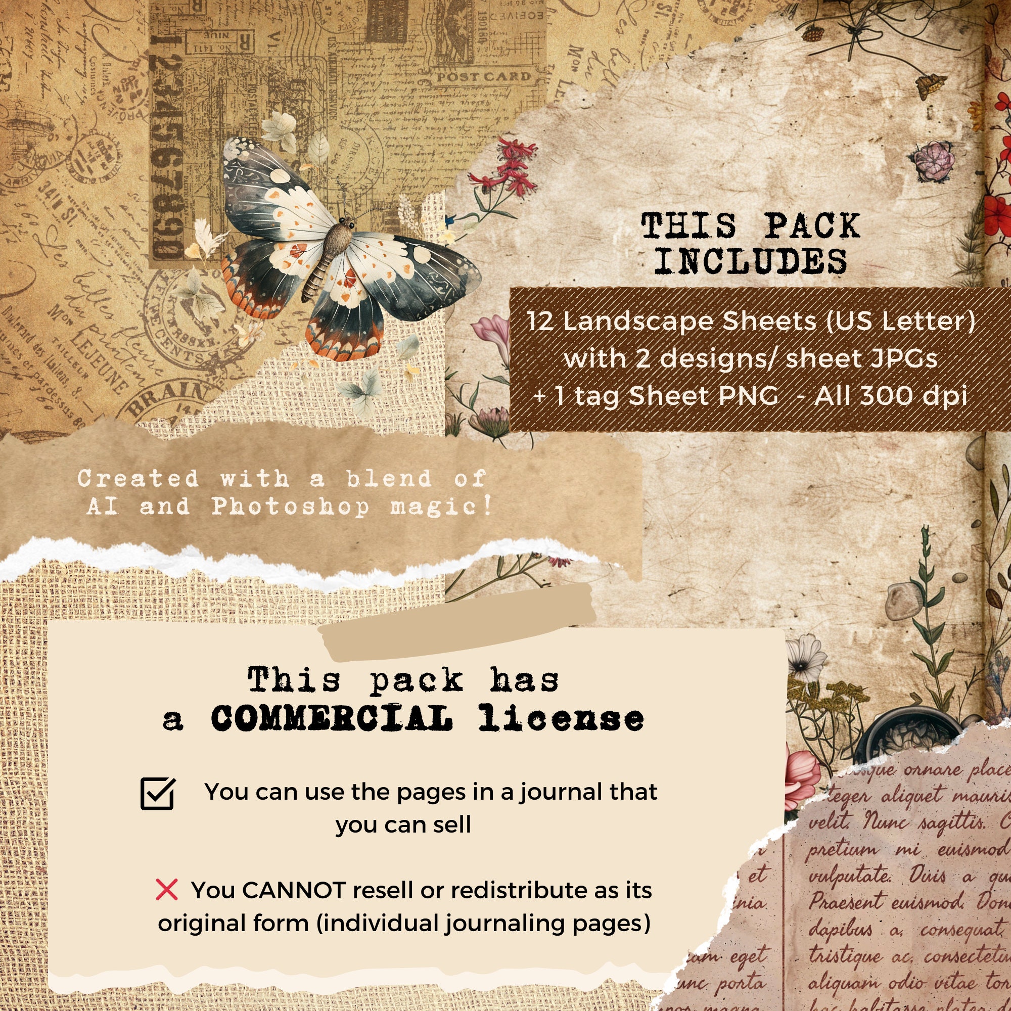 Witch Junk Journal Pages & Tags, Craft Paper Pack, Vintage Herbal ...